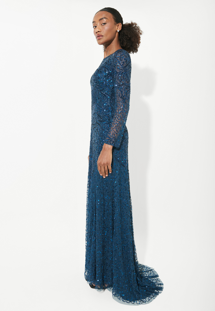 NOUR MODEST EMBELLISHED SEQUINS MAXI DRESS