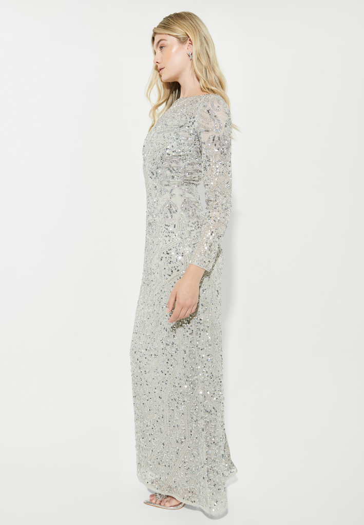 NOYA MODEST EMBELLISHED SEQUIN DRESS