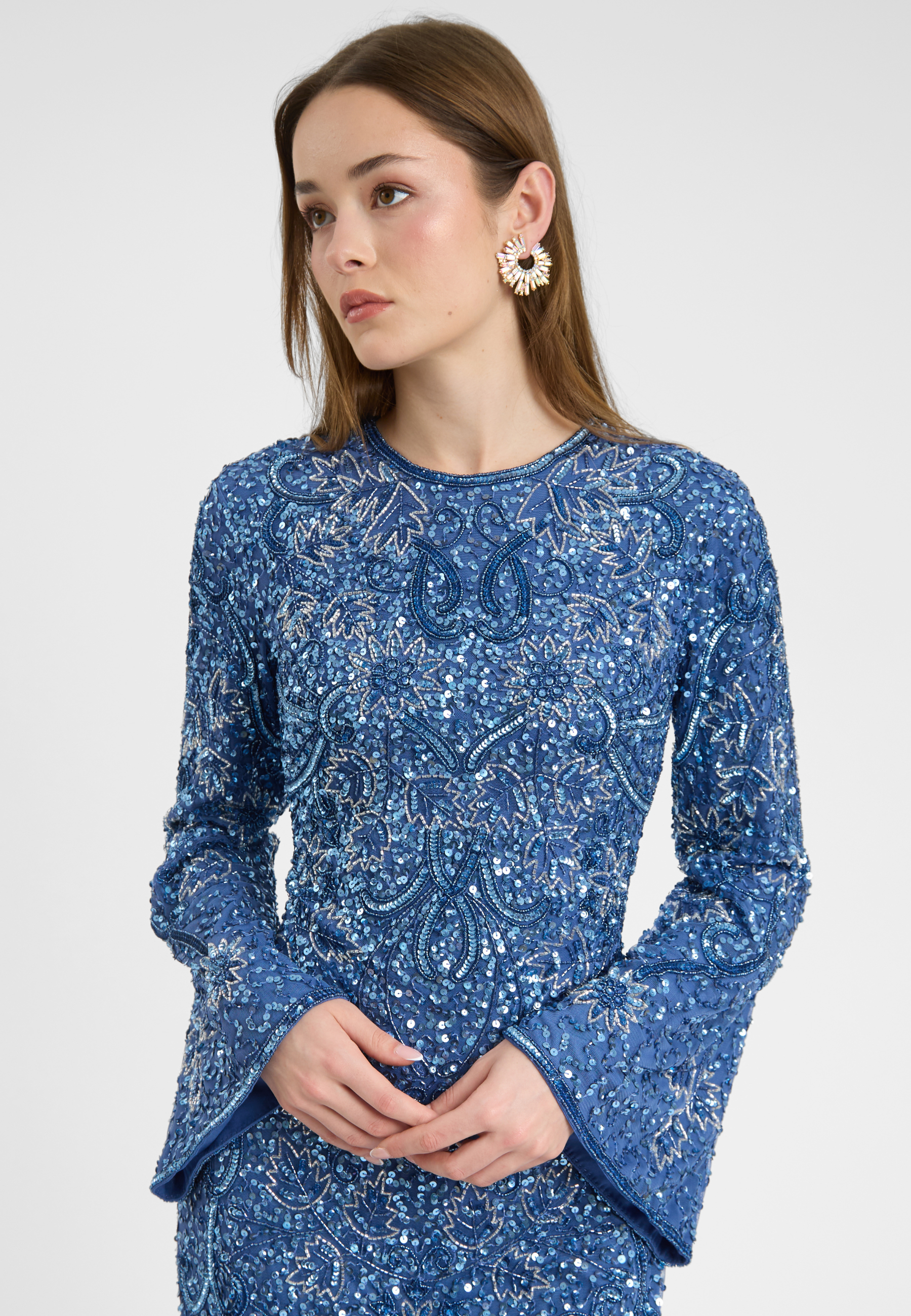 Aliye Embellished Sequin Maxi Dress | MTZ250805