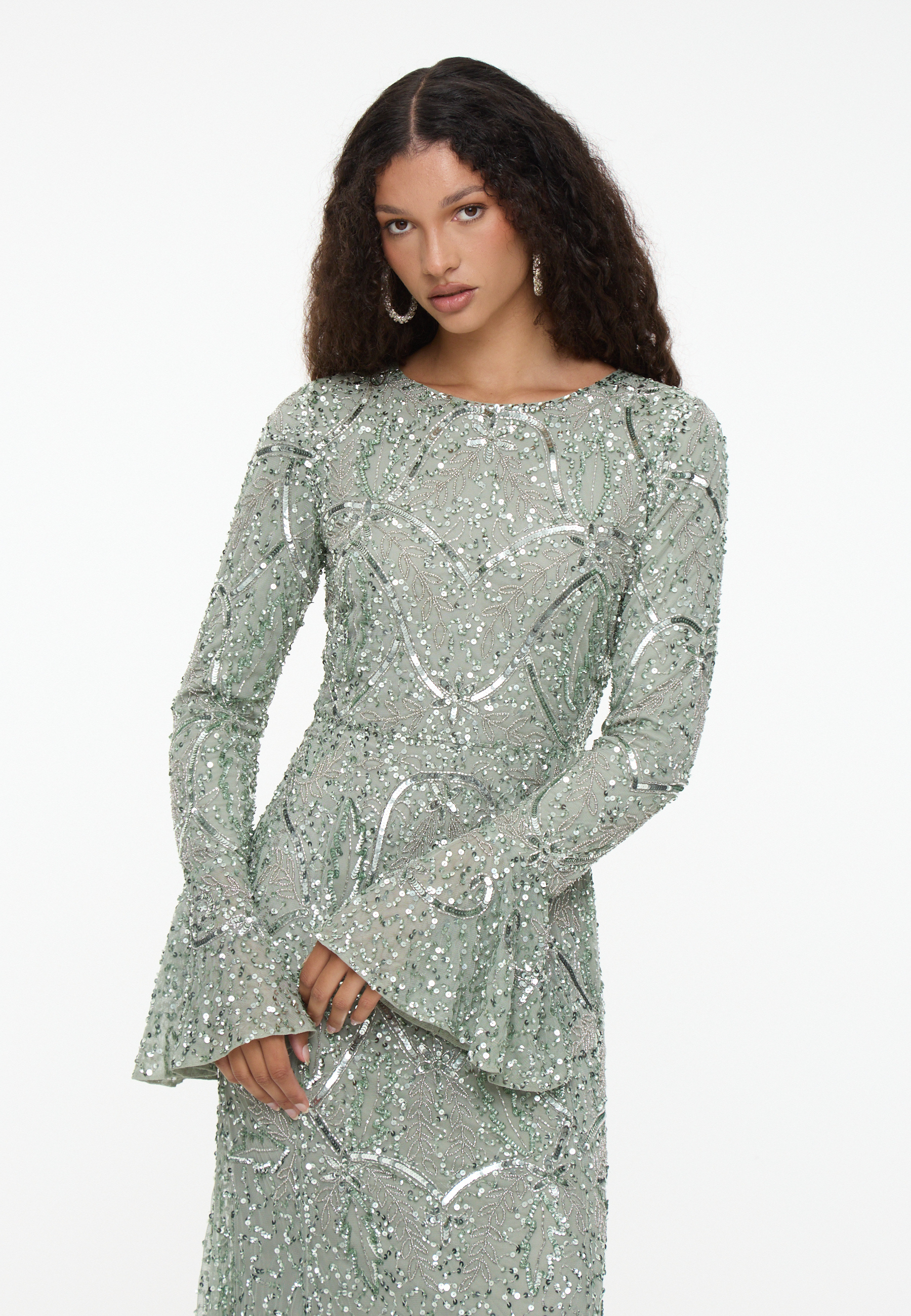 Huda Modest Embellished Sequin Maxi Dress | MTZ250810