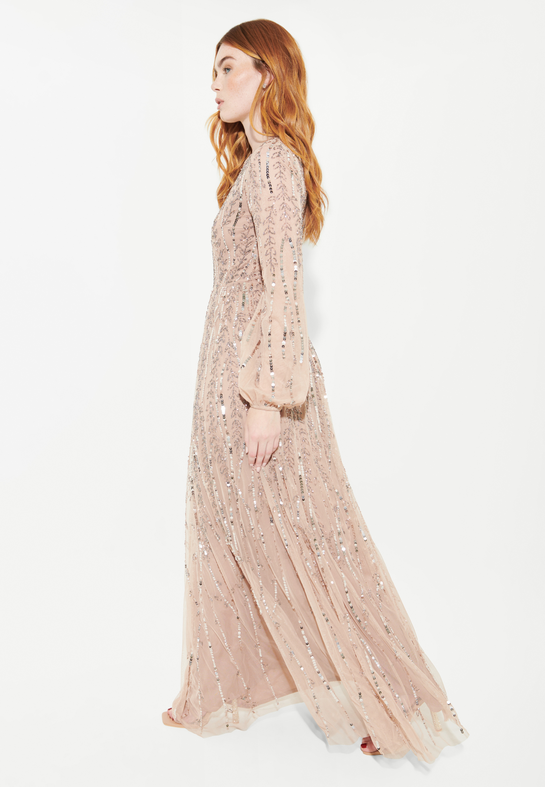 Yara Modest Embellished Sequin Maxi Dress | BTM240501