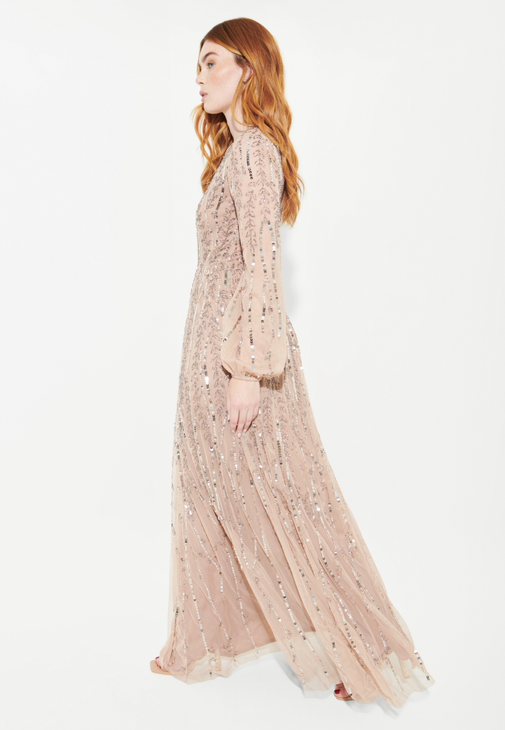 YARA MODEST EMBELLISHED SEQUINS MAXI DRESS | BTM240501