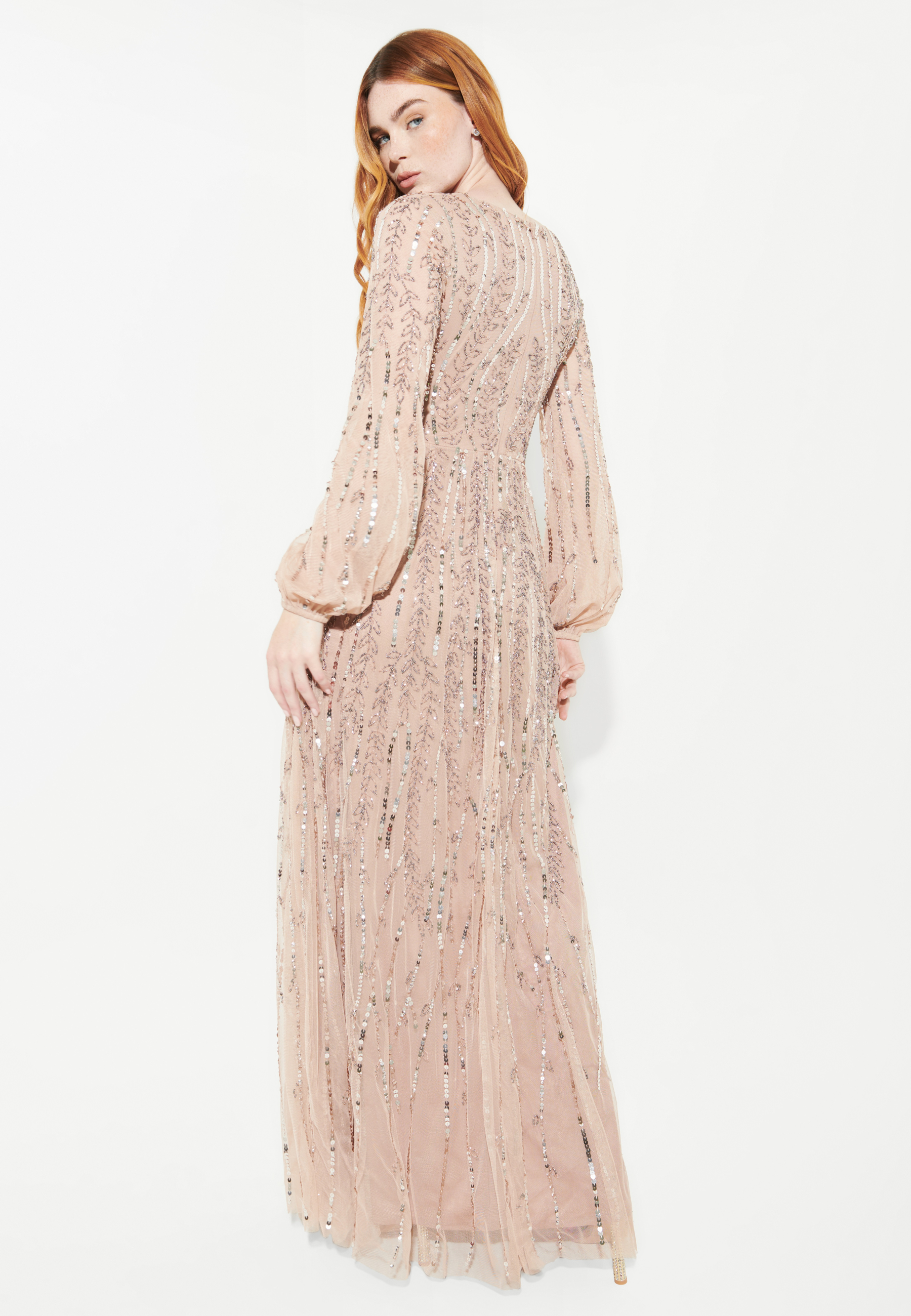 Yara Modest Embellished Sequin Maxi Dress | BTM240501