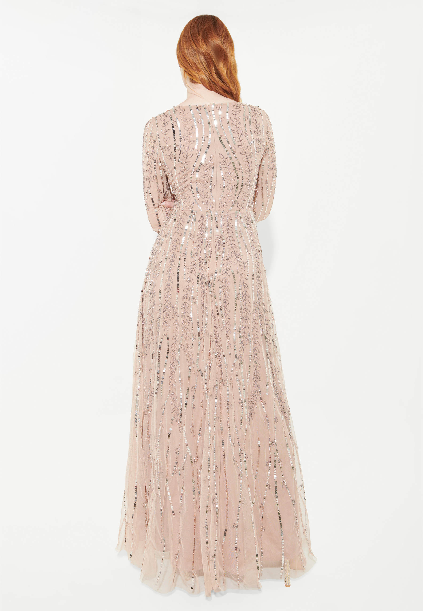 Yara Modest Embellished Sequin Maxi Dress | BTM240501