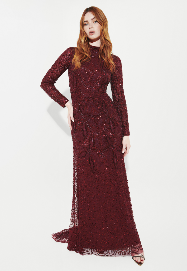 ZEINA MODEST EMBELLISHED SEQUINS MAXI DRESS | MTZ240406