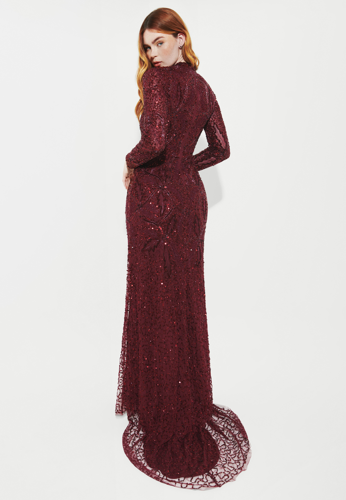 ZEINA MODEST EMBELLISHED SEQUINS MAXI DRESS | MTZ240406