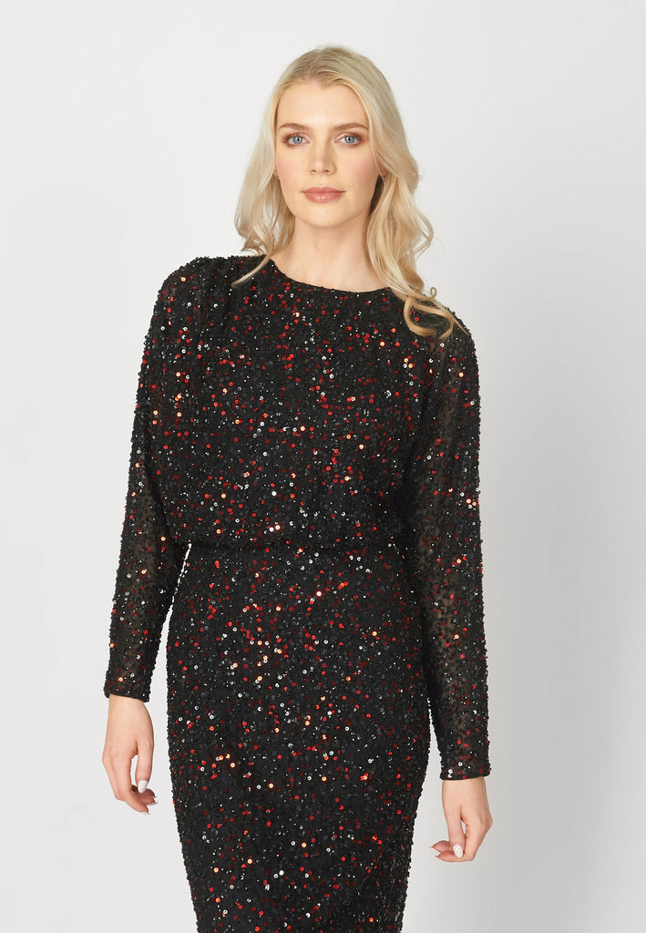 INAYA EMBELLISHED SEQUIN MAXI DRESS